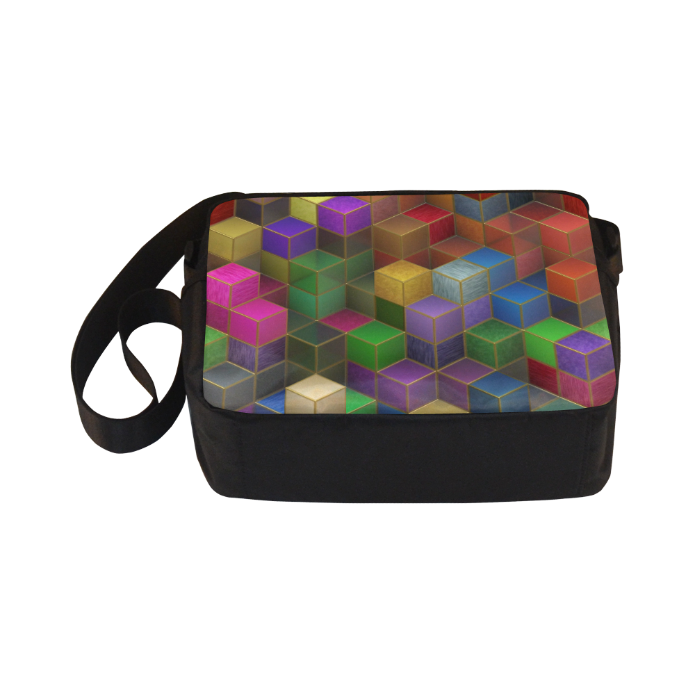 Geometric Rainbow Cubes Texture Classic Cross-body Nylon Bags (Model 1632)