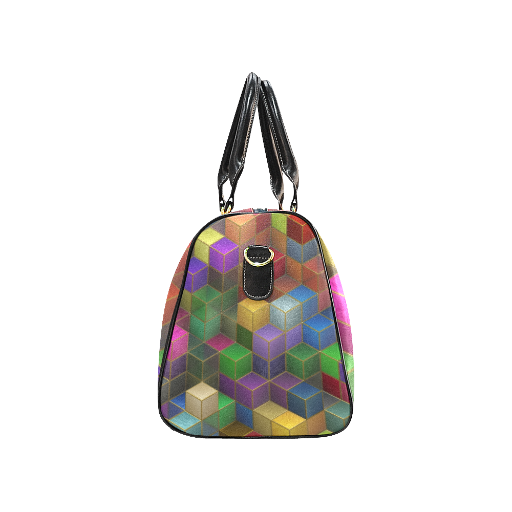 Geometric Rainbow Cubes Texture New Waterproof Travel Bag/Large (Model 1639)