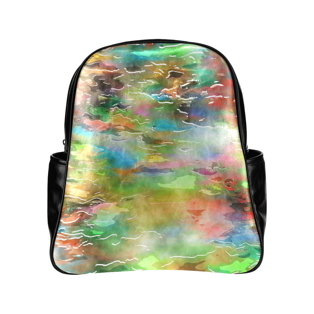 Watercolor Paint Wash Multi-Pockets Backpack (Model 1636)