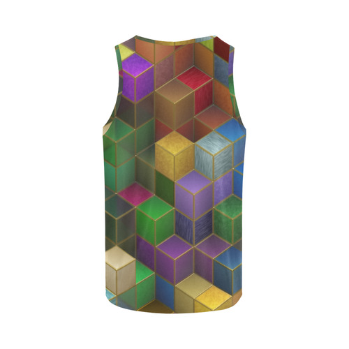 Geometric Rainbow Cubes Texture All Over Print Tank Top for Women (Model T43)