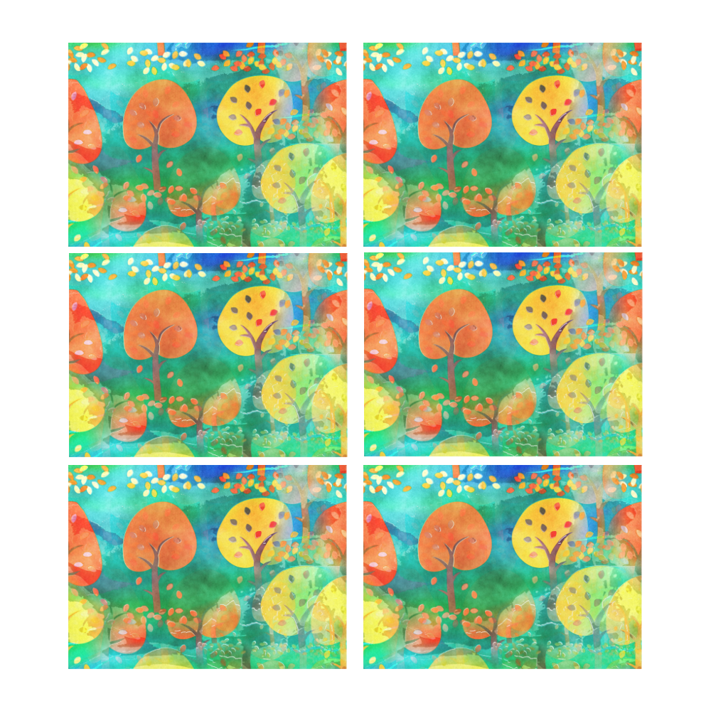 Watercolor Fall Forest Placemat 14’’ x 19’’ (Set of 6)