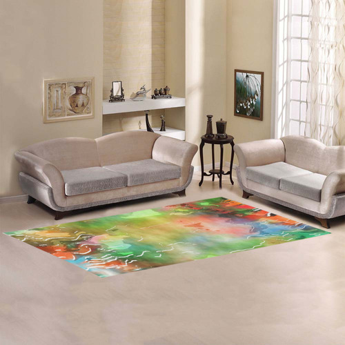 Watercolor Paint Wash Area Rug 9'6''x3'3''