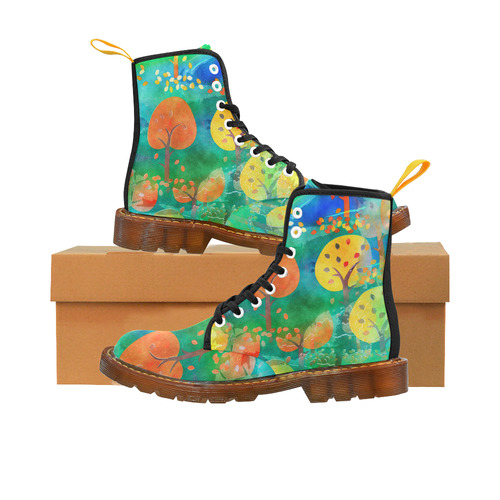 Watercolor Fall Forest Martin Boots For Women Model 1203H