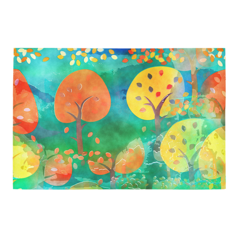 Watercolor Fall Forest Azalea Doormat 24" x 16" (Sponge Material)