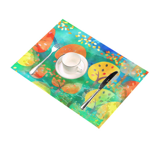 Watercolor Fall Forest Placemat 14’’ x 19’’ (Set of 6)
