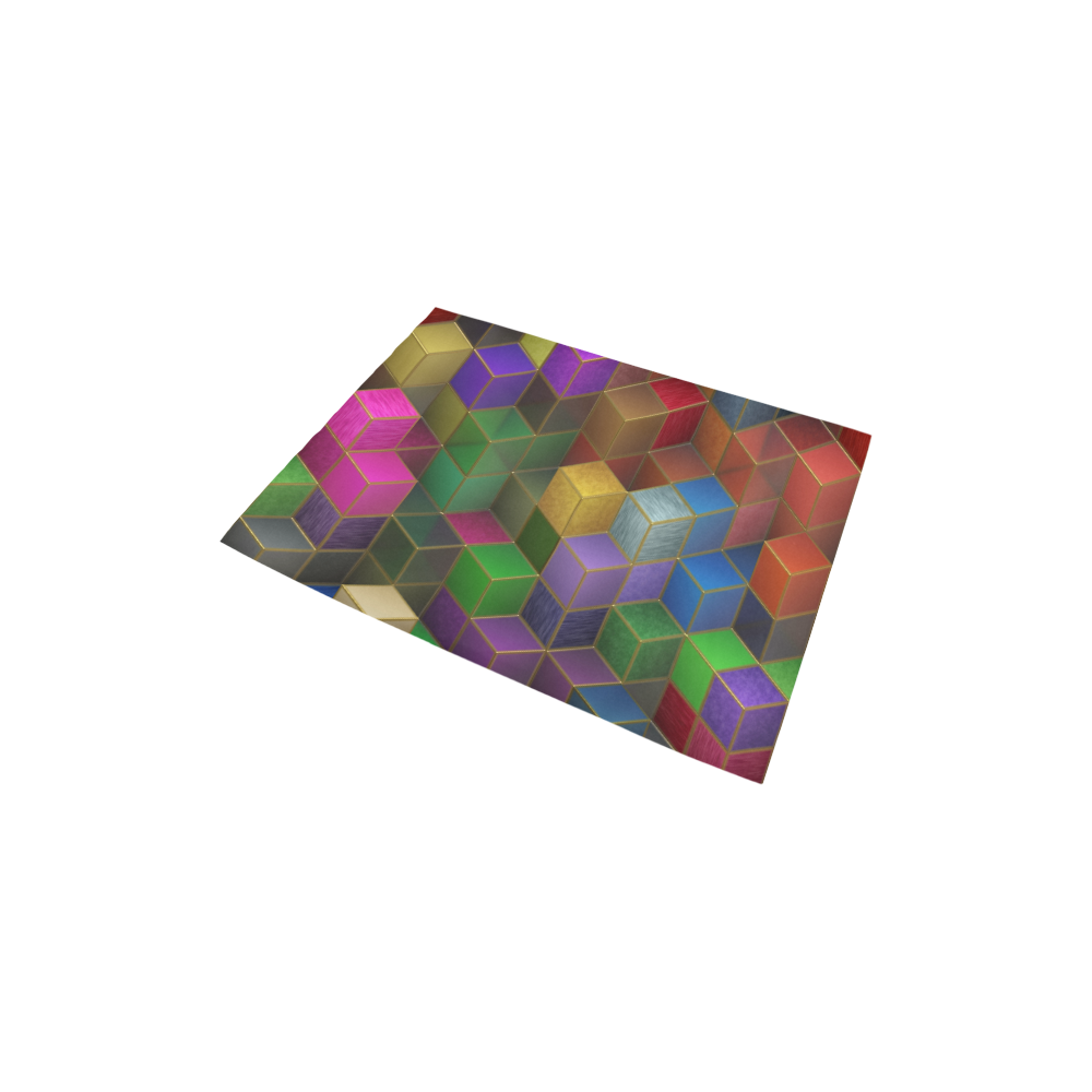 Geometric Rainbow Cubes Texture Area Rug 2'7"x 1'8‘’