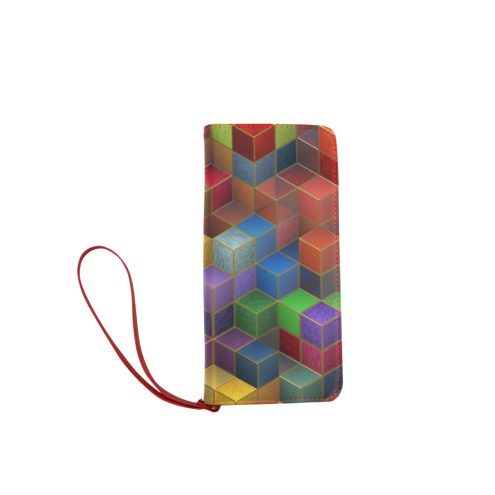 Geometric Rainbow Cubes Texture Women's Clutch Wallet (Model 1637)