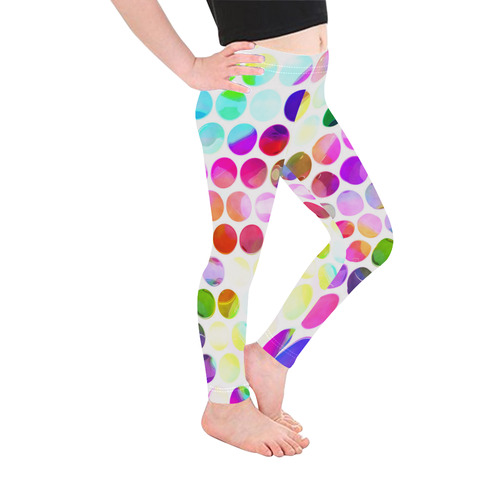 Watercolor Polka Dots Kid's Ankle Length Leggings (Model L06)