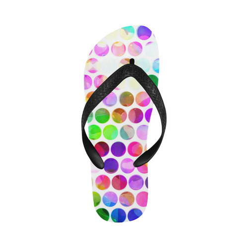 Watercolor Polka Dots Flip Flops for Men/Women (Model 040)