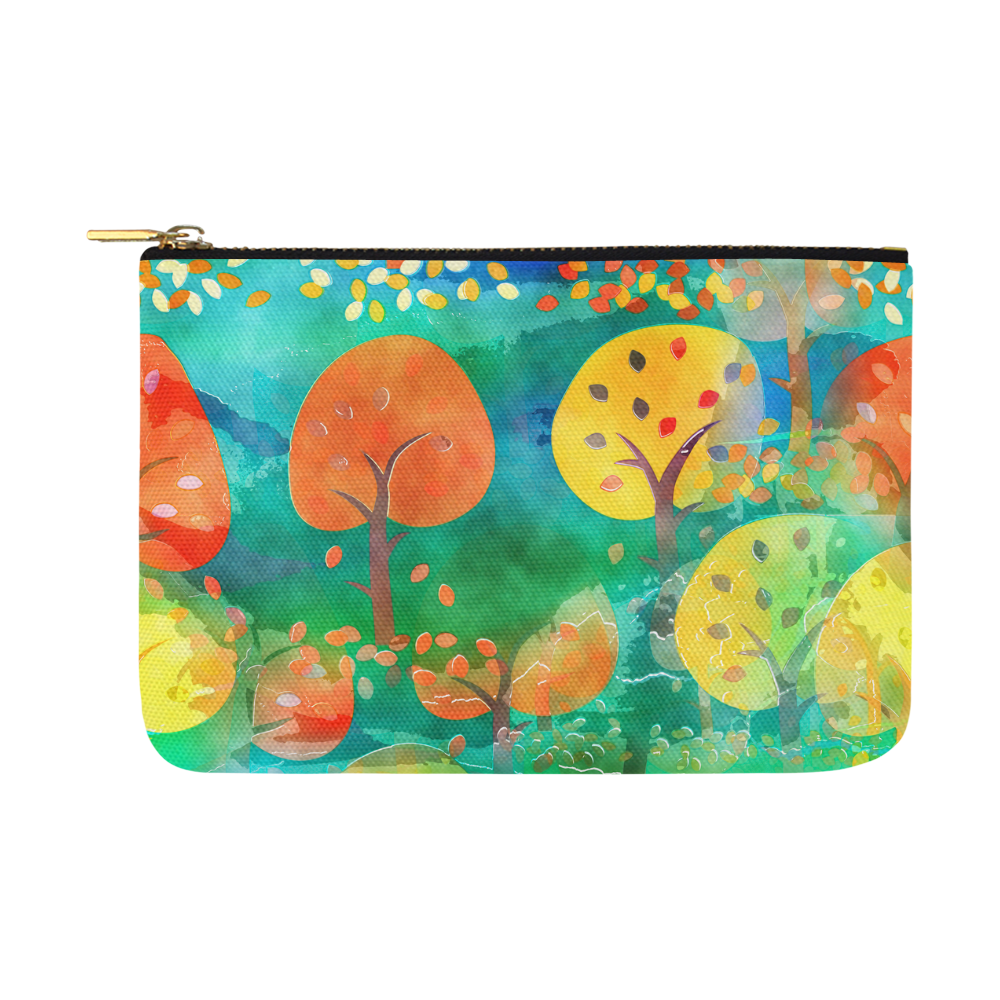 Watercolor Fall Forest Carry-All Pouch 12.5''x8.5''