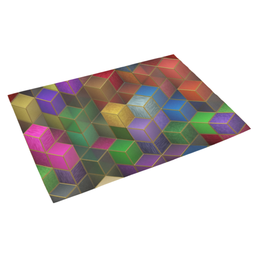 Geometric Rainbow Cubes Texture Azalea Doormat 30" x 18" (Sponge Material)