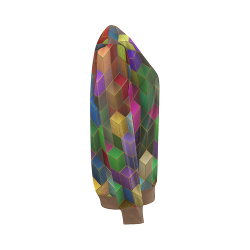 Geometric Rainbow Cubes Texture All Over Print Crewneck Sweatshirt for Women (Model H18)