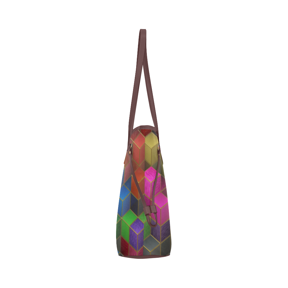 Geometric Rainbow Cubes Texture Clover Canvas Tote Bag (Model 1661)