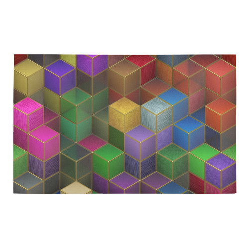 Geometric Rainbow Cubes Texture Bath Rug 20''x 32''