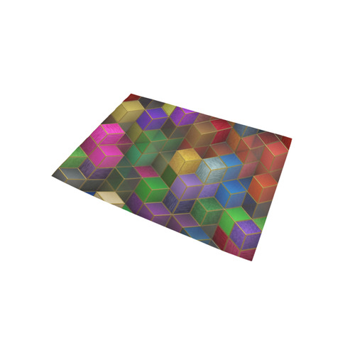 Geometric Rainbow Cubes Texture Area Rug 5'x3'3''