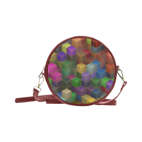 Geometric Rainbow Cubes Texture Round Sling Bag (Model 1647)