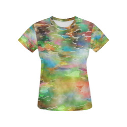 Watercolor Paint Wash All Over Print T-Shirt for Women (USA Size) (Model T40)