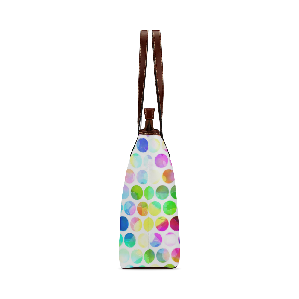 Watercolor Polka Dots Shoulder Tote Bag (Model 1646)