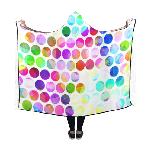 Watercolor Polka Dots Hooded Blanket 60''x50''