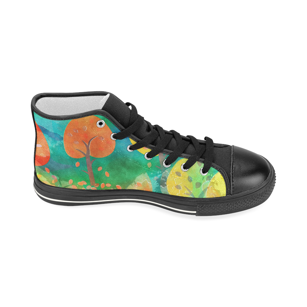 Watercolor Fall Forest Women's Classic High Top Canvas Shoes (Model 017)