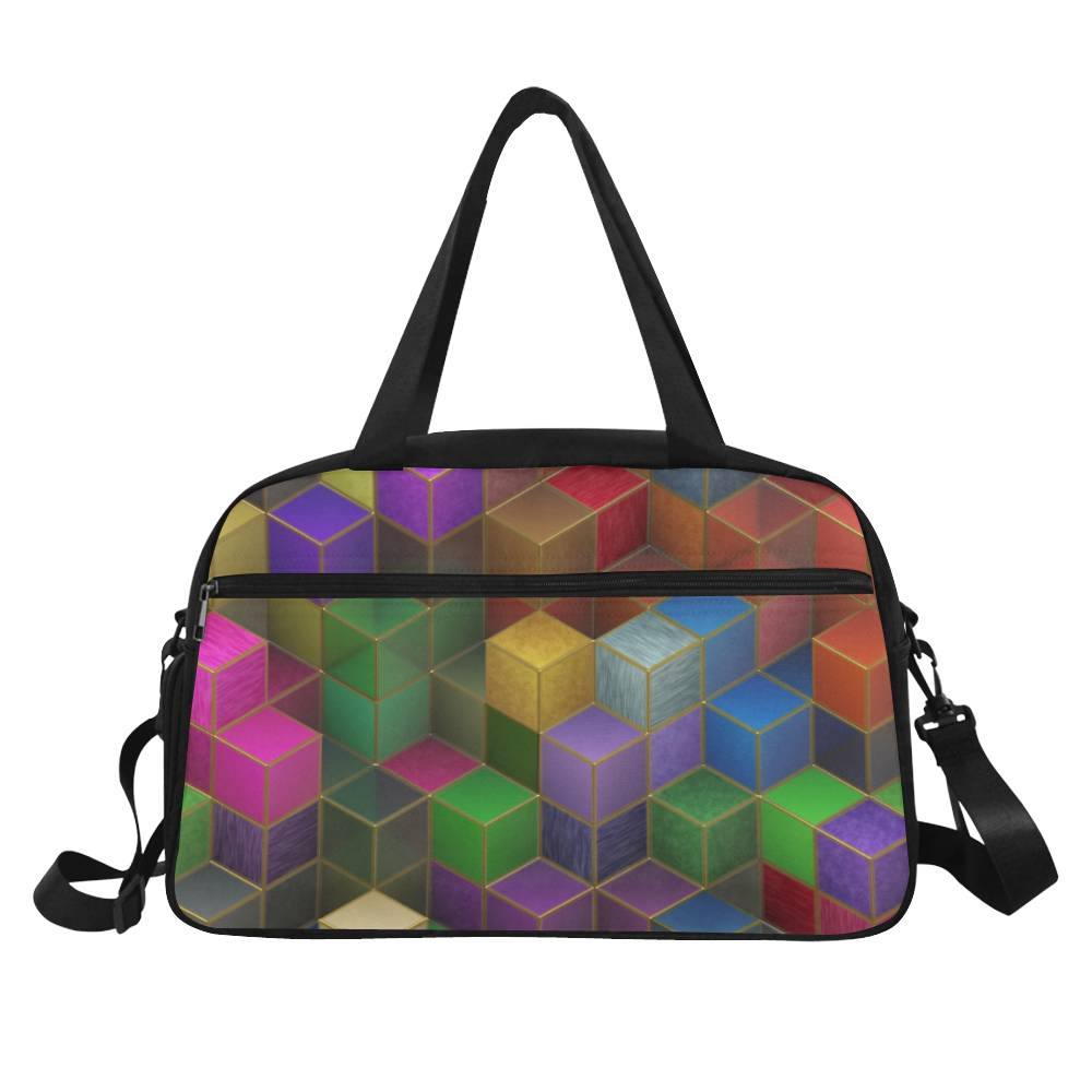 Geometric Rainbow Cubes Texture Fitness Handbag (Model 1671)