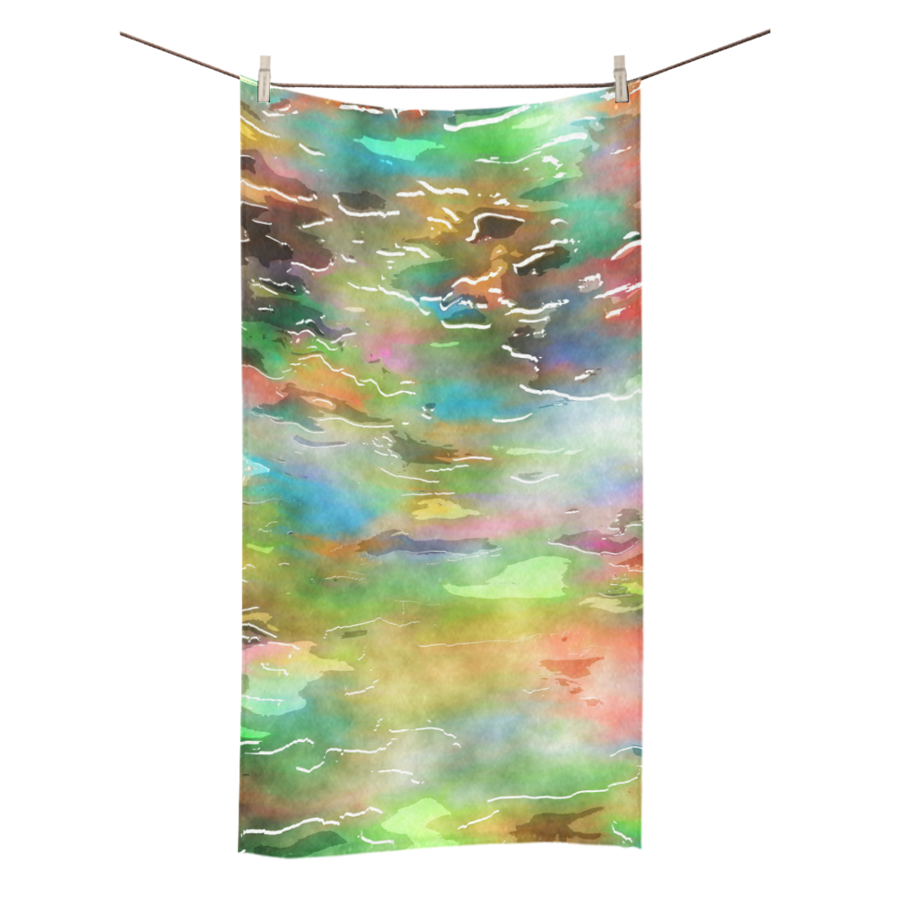 Watercolor Paint Wash Bath Towel 30"x56"