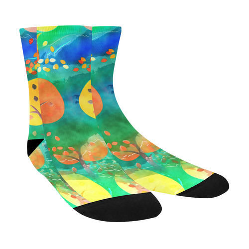 Watercolor Fall Forest Crew Socks