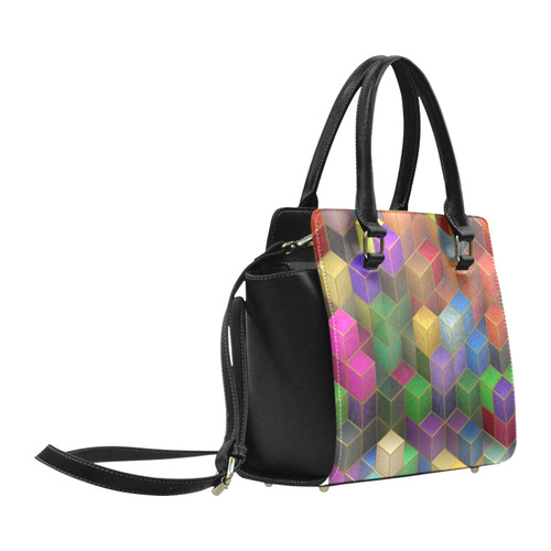 Geometric Rainbow Cubes Texture Classic Shoulder Handbag (Model 1653)