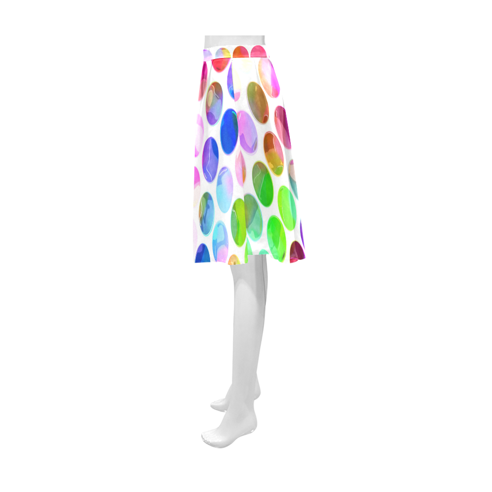 Watercolor Polka Dots Athena Women's Short Skirt (Model D15)