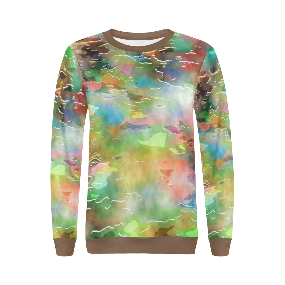 Watercolor Paint Wash All Over Print Crewneck Sweatshirt for Women (Model H18)