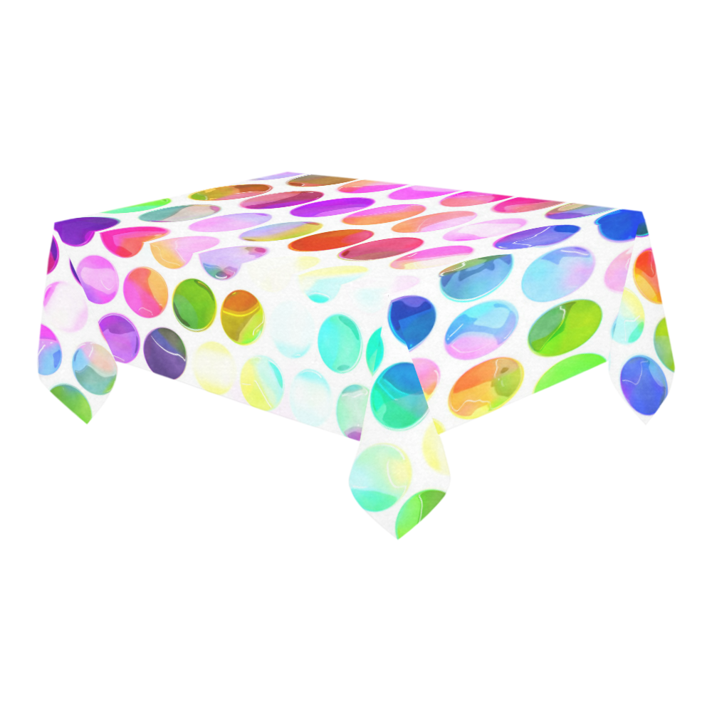 Watercolor Polka Dots Cotton Linen Tablecloth 60" x 90"