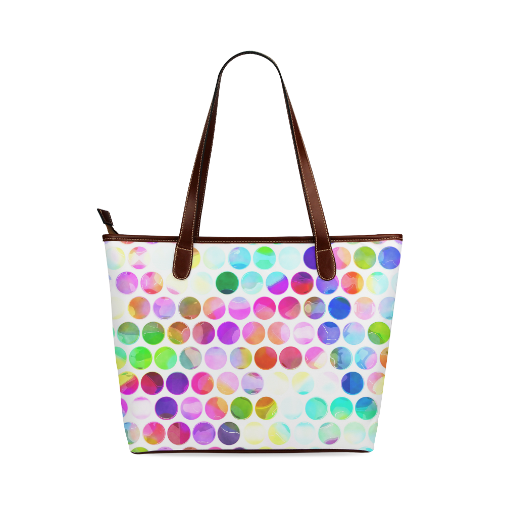 Watercolor Polka Dots Shoulder Tote Bag (Model 1646)