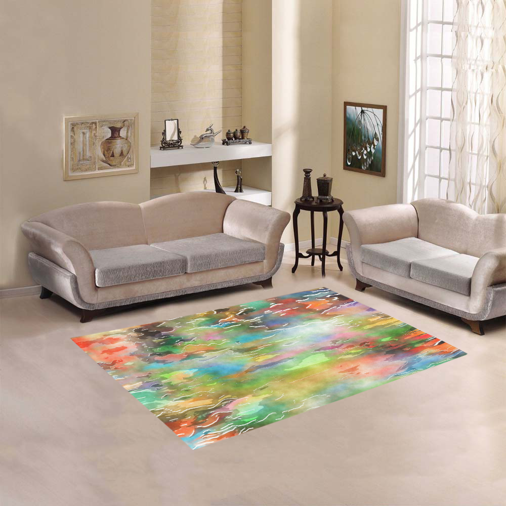 Watercolor Paint Wash Area Rug 5'3''x4'