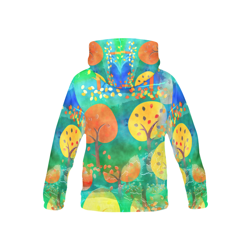 Watercolor Fall Forest All Over Print Hoodie for Kid (USA Size) (Model H13)