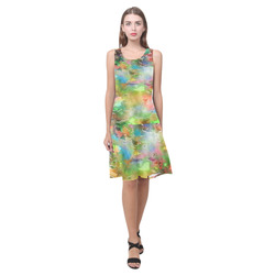 Watercolor Paint Wash Sleeveless Splicing Shift Dress(Model D17)