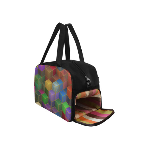 Geometric Rainbow Cubes Texture Fitness Handbag (Model 1671)