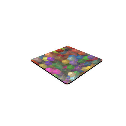 Geometric Rainbow Cubes Texture Square Coaster