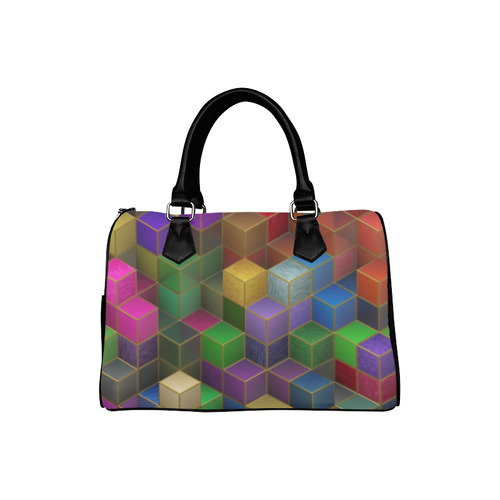 Geometric Rainbow Cubes Texture Boston Handbag (Model 1621)