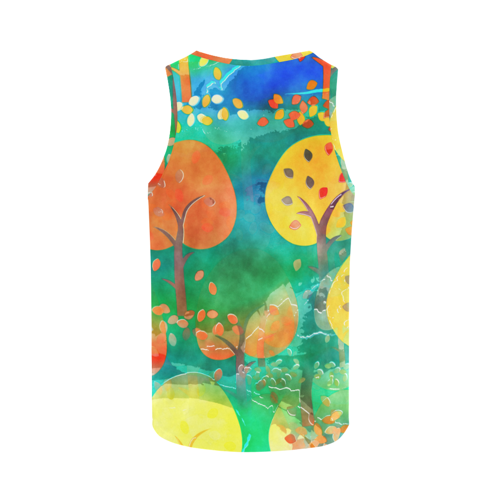 Watercolor Fall Forest All Over Print Tank Top for Women (Model T43)