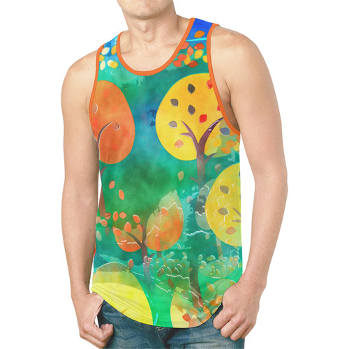 Watercolor Fall Forest New All Over Print Tank Top for Men (Model T46)