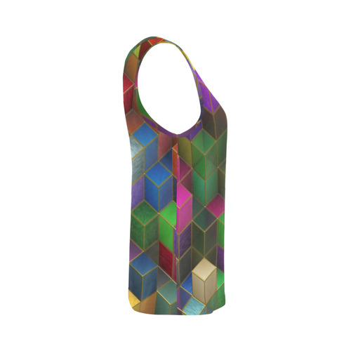 Geometric Rainbow Cubes Texture All Over Print Tank Top for Women (Model T43)