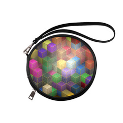 Geometric Rainbow Cubes Texture Round Makeup Bag (Model 1625)