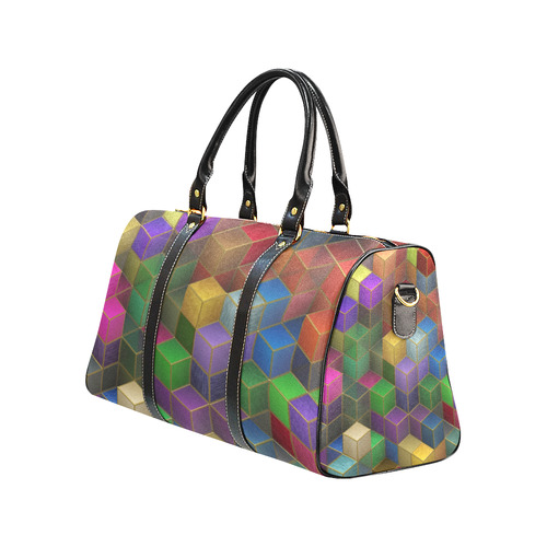 Geometric Rainbow Cubes Texture New Waterproof Travel Bag/Large (Model 1639)
