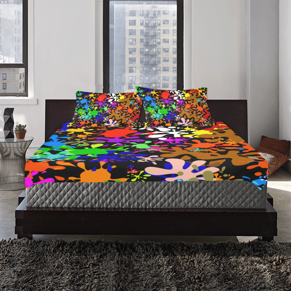 Paint Splats & Ink Blots 3-Piece Bedding Set