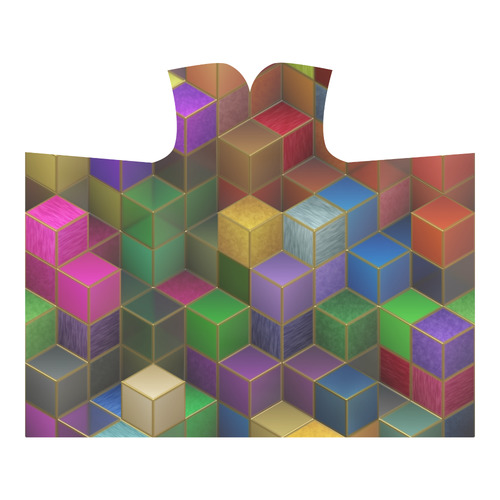 Geometric Rainbow Cubes Texture Hooded Blanket 60''x50''