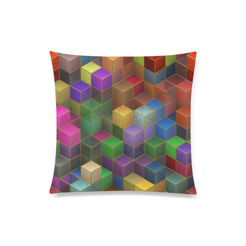 Geometric Rainbow Cubes Texture Custom Zippered Pillow Case 20"x20"(Twin Sides)