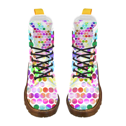 Watercolor Polka Dots High Grade PU Leather Martin Boots For Women Model 402H