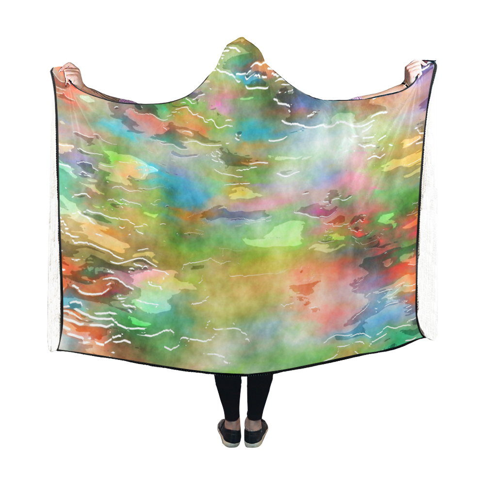 Watercolor Paint Wash Hooded Blanket 60''x50''
