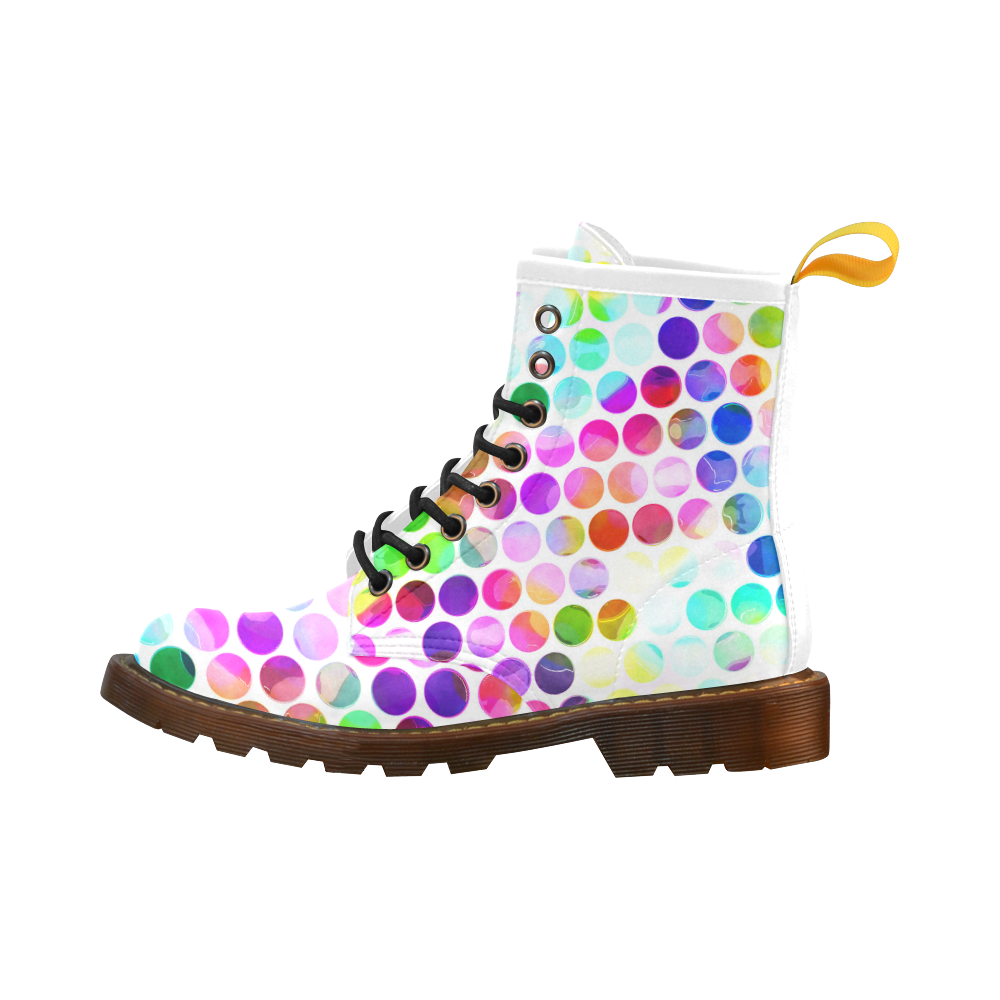 Watercolor Polka Dots High Grade PU Leather Martin Boots For Women Model 402H