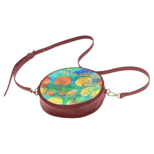 Watercolor Fall Forest Round Sling Bag (Model 1647)